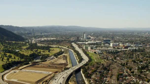 Systém rušné dálnice v Los Angeles — Stock video