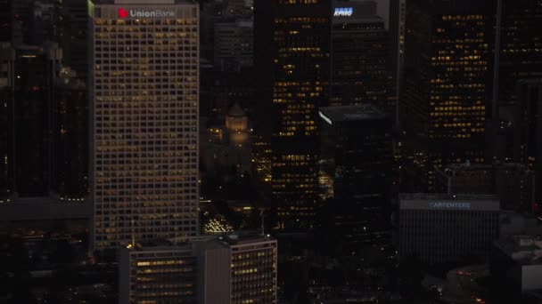 Illuminated skyscrapers, Los Angeles — Stock Video