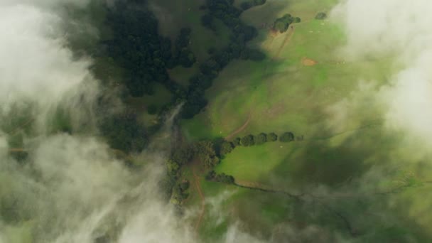 Paisaje nublado sobre verdes colinas del valle de Napa — Vídeos de Stock