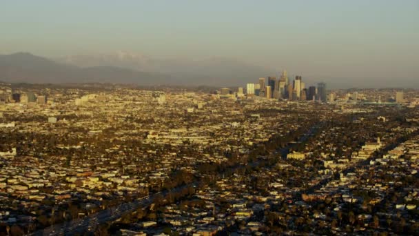 Západ slunce z Los Angeles panoráma — Stock video