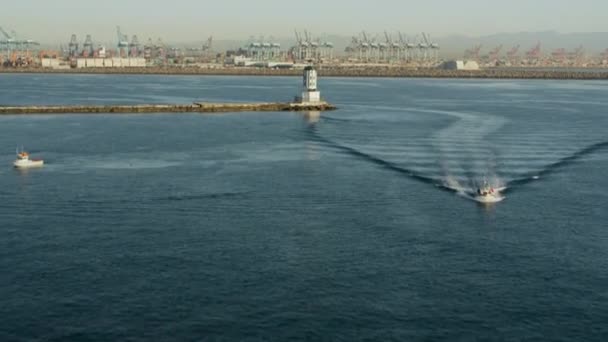 Aerial view of industrial shipping dock Los Angeles California — Stock Video