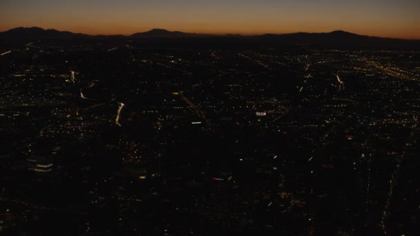 Illuminated buildings in downtown Los Angeles — Stock Video