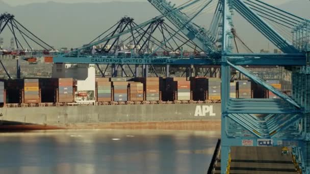 Industrial shipping vessel  in Los Angeles, USA — Stock Video