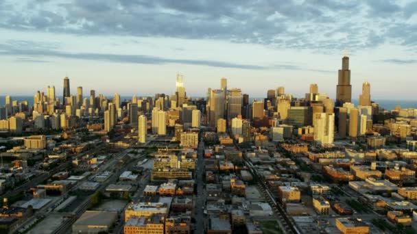 Chicago cityscape at sunset — Stock Video