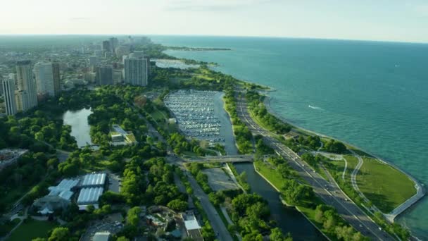 Chicago waterfront ve marina — Stok video