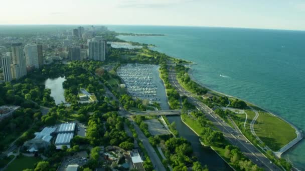 Chicago waterfront and marina — Stock Video