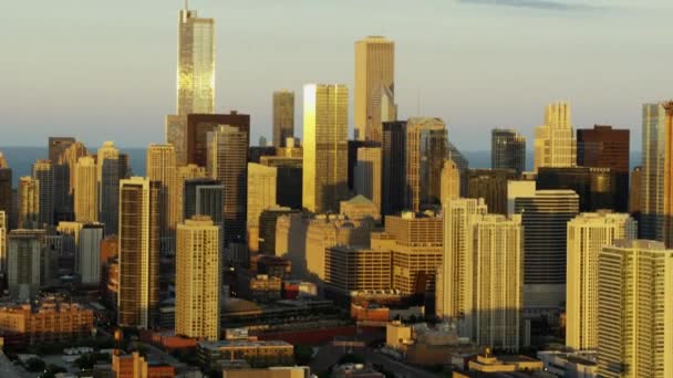 Lake Michigan e Chicago arranha-céus da cidade — Vídeo de Stock