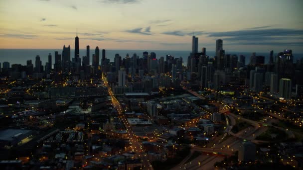 Vista da paisagem urbana do nascer do sol de Chicago — Vídeo de Stock