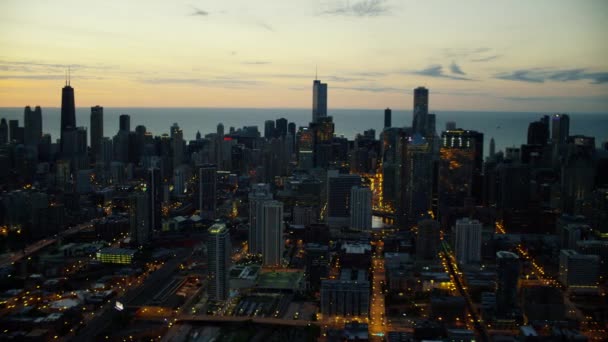 City, Chicago, Illinois, napkeltekor — Stock videók