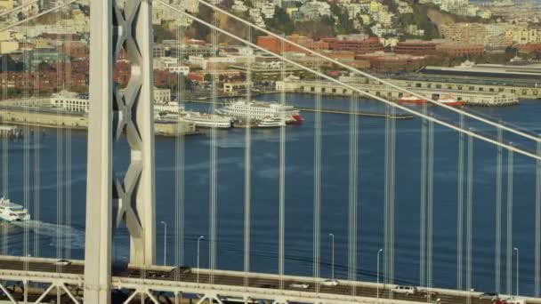Σαν Φρανσίσκο με γέφυρας κόλπων του Όουκλαντ — Αρχείο Βίντεο