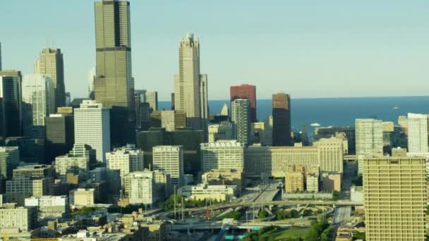 Современные небоскребы Downtown of Chicago — стоковое видео