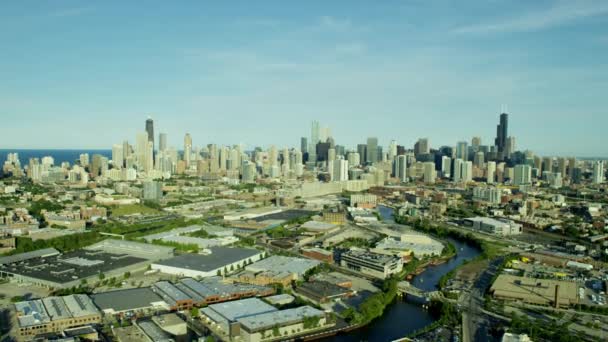 Chicago paisaje urbano y áreas industriales — Vídeos de Stock