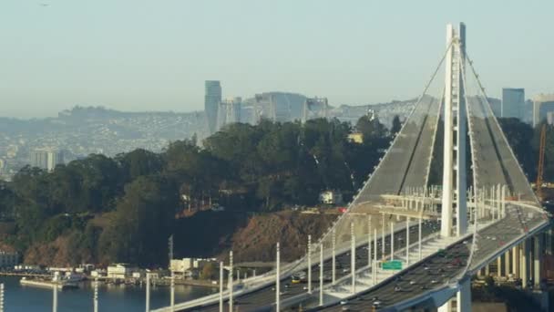 San Francisco dan Oakland New Bay Bridge — Stok Video