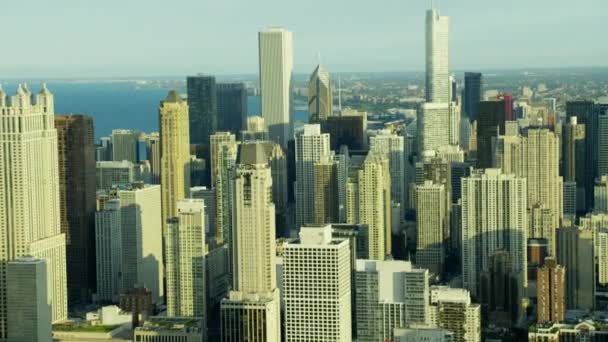Michiganské jezero a město mrakodrapů Chicaga — Stock video