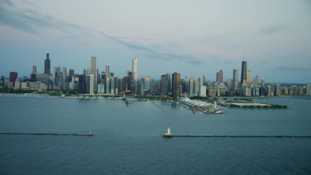Λίμνη Μίτσιγκαν και την πόλη του Σικάγο — Αρχείο Βίντεο