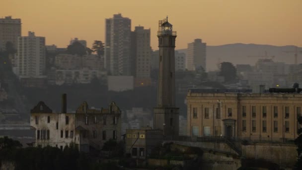 Alcatraz, san francisco bei sonnenaufgang — Stockvideo