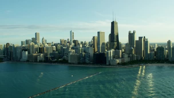 Michigan Gölü ve marina Chicago — Stok video