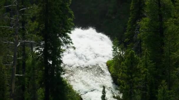 Aerial Union Falls Mountain Ash Creek Yellowstone USA — 图库视频影像