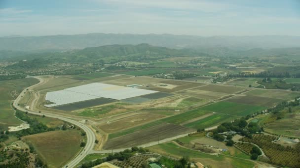 Aerial view Oxnard Ventura agricultural fields California America — Stock Video
