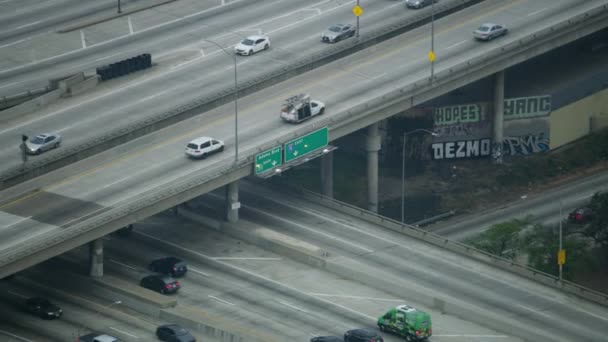 Luchtfoto voertuig Freeway Los Angeles Californië Verenigde Staten — Stockvideo