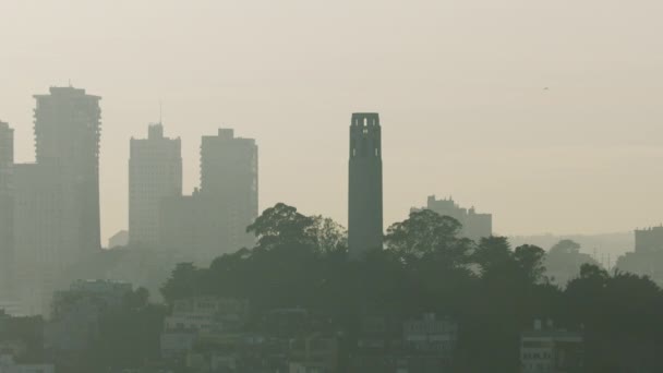 Letecký pohled Coit Tower San Francisco Bay USA — Stock video