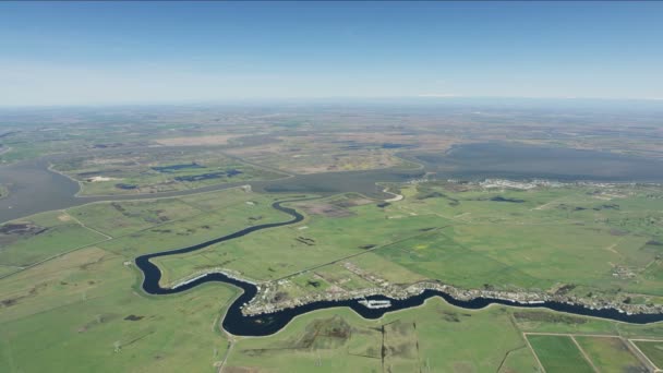 Aerial of Sacramento river tributaries Bethel Island community — Stock Video