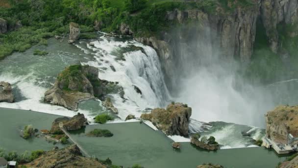 Vista aérea Twin Falls Shoshone Park cascada Estados Unidos — Vídeos de Stock