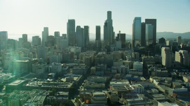 洛杉矶的空中景观加利福尼亚金融区摩天大楼 — 图库视频影像