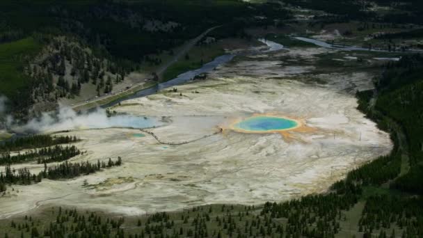 Αεροφωτογραφία Grand Prismatic Spring Yellowstone Park ΗΠΑ — Αρχείο Βίντεο