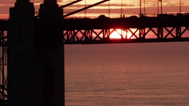 Aerial sunset Fort Point Golden Gate Bridge Amerikai Egyesült Államok — Stock videók