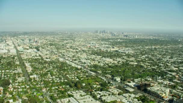 Vista aerea Hollywood Blvd Tramonto Blvd Los Angeles — Video Stock