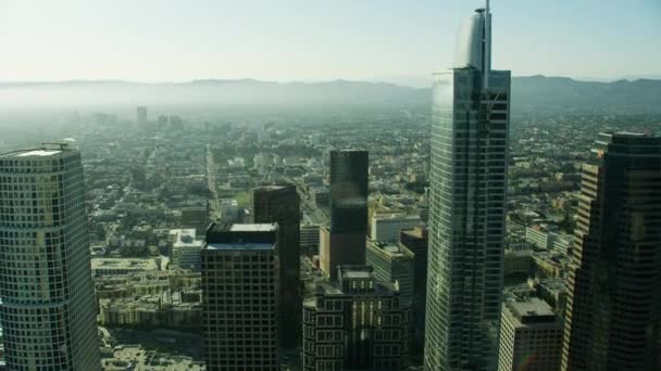 Aerial view Los Angeles skyscrapers commercial property California — Stock Video