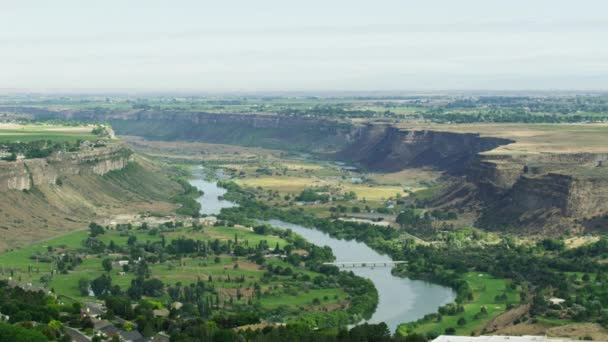 Aerial view Twin Falls Snake river Idaho Verenigde Staten — Stockvideo