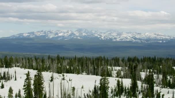 Uitzicht vanuit de lucht Midway basin wildernis sneeuw Yellowstone Park — Stockvideo