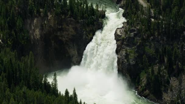 Верхний водопад реки Йеллоустон, США — стоковое видео