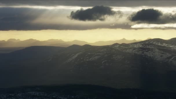 Vista aerea all'alba Grand Teton Yellowstone Park montagne — Video Stock