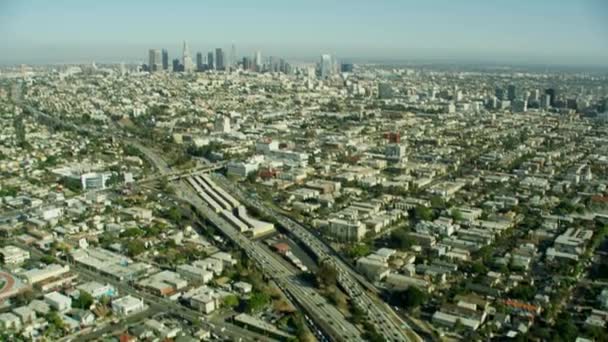 Flygfoto US 101 Hollywood Freeway centrum Los Angeles — Stockvideo