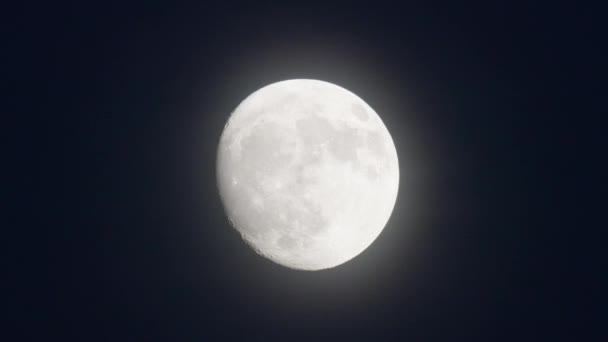 Aerial moonlit craters on full moon outer space — Stock Video