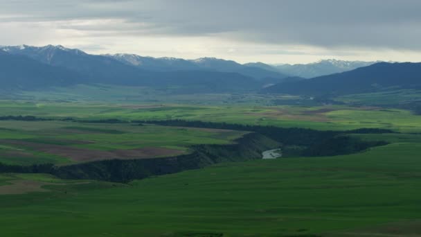 Aerial view Snake River Valley fenyőerdők Amerikai Egyesült Államok — Stock videók