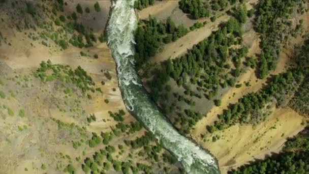 Widok z lotu ptaka Yellowstone River USA Pasmo górskie Rockies — Wideo stockowe