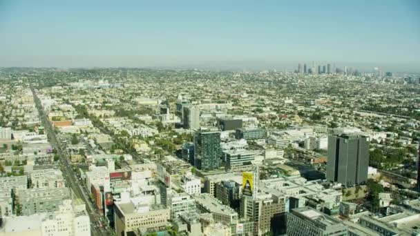 Vista aerea Hollywood Blvd Tramonto Blvd Los Angeles — Video Stock