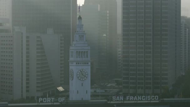 Aerial view Port of San Francisco skyscrapers California — стокове відео