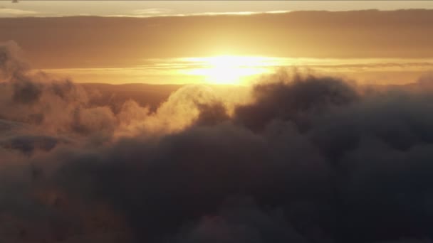 Aerial sunrise cloudscape Mt Moran summit Wyoming USA — Video Stock