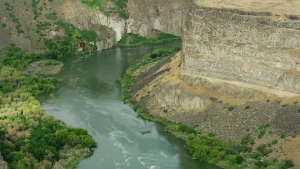 Aerial view Twin Falls Snake river Idaho USA — Stockvideo