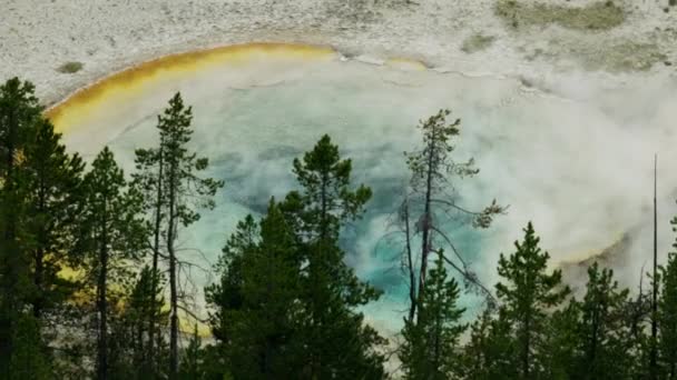 Геотермальные источники в бассейне Мидуэй Йеллоустон, США — стоковое видео