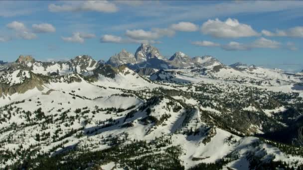 Vista aérea nieve salvaje Parque Nacional Yellowstone Estados Unidos — Vídeos de Stock