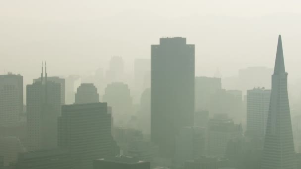 야영지의 산불로 인 한 공중 연막 오염 — 비디오