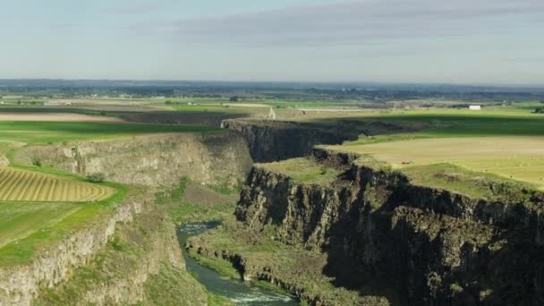 Terreno agrícola aéreo Snake River valley Idaho EE.UU. — Vídeos de Stock