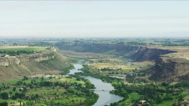 Aerial Magic Valley Snake River canyon Jerome County — Stockvideo