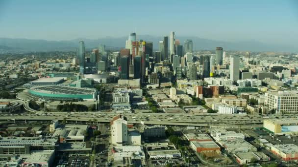 Вид с воздуха Los Angeles City Convention Center California — стоковое видео